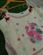 floral white elegant cotton dobby sleeveless kurta suit set