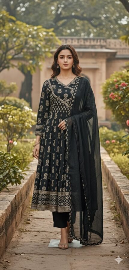 floral white elegant cotton kurta suit set