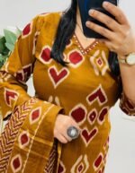 floral white elegant cotton dobby sleeveless kurta suit set