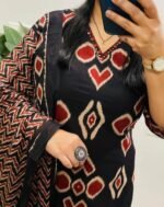 floral white elegant cotton dobby sleeveless kurta suit set