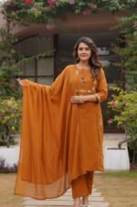 olive yellowish green shade kurta set