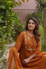 olive yellowish green shade kurta set