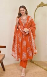 floral white elegant cottonkurtaa suit set