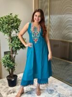 daffodil yellow embellished chinon silk pant set