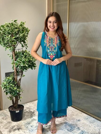 daffodil yellow embellished chinon silk pant set