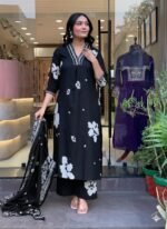 floral white elegant cottonkurtaa suit set