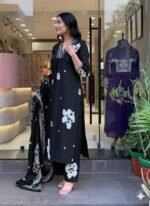 floral white elegant cottonkurtaa suit set