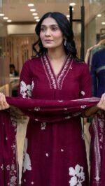 floral white elegant cottonkurtaa suit set