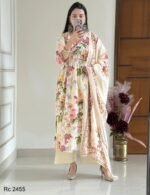floral white elegant cottonkurtaa suit set