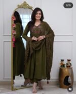 olive yellowish green shade kurta set