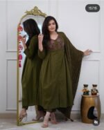 olive yellowish green shade kurta set
