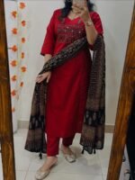 floral white elegant cotton flex kurta suit set