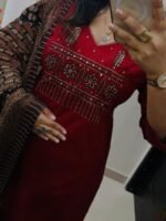 floral white elegant cotton flex kurta suit set