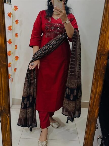 floral white elegant cotton flex kurta suit set