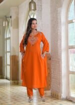 olive yellowish green shade kurta set