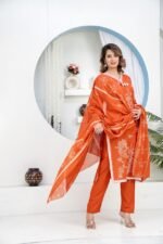 daffodil yellow embellished chinon silk pant set