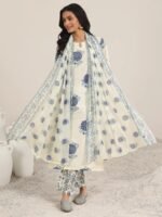 floral white elegant cottonkurtaa suit set